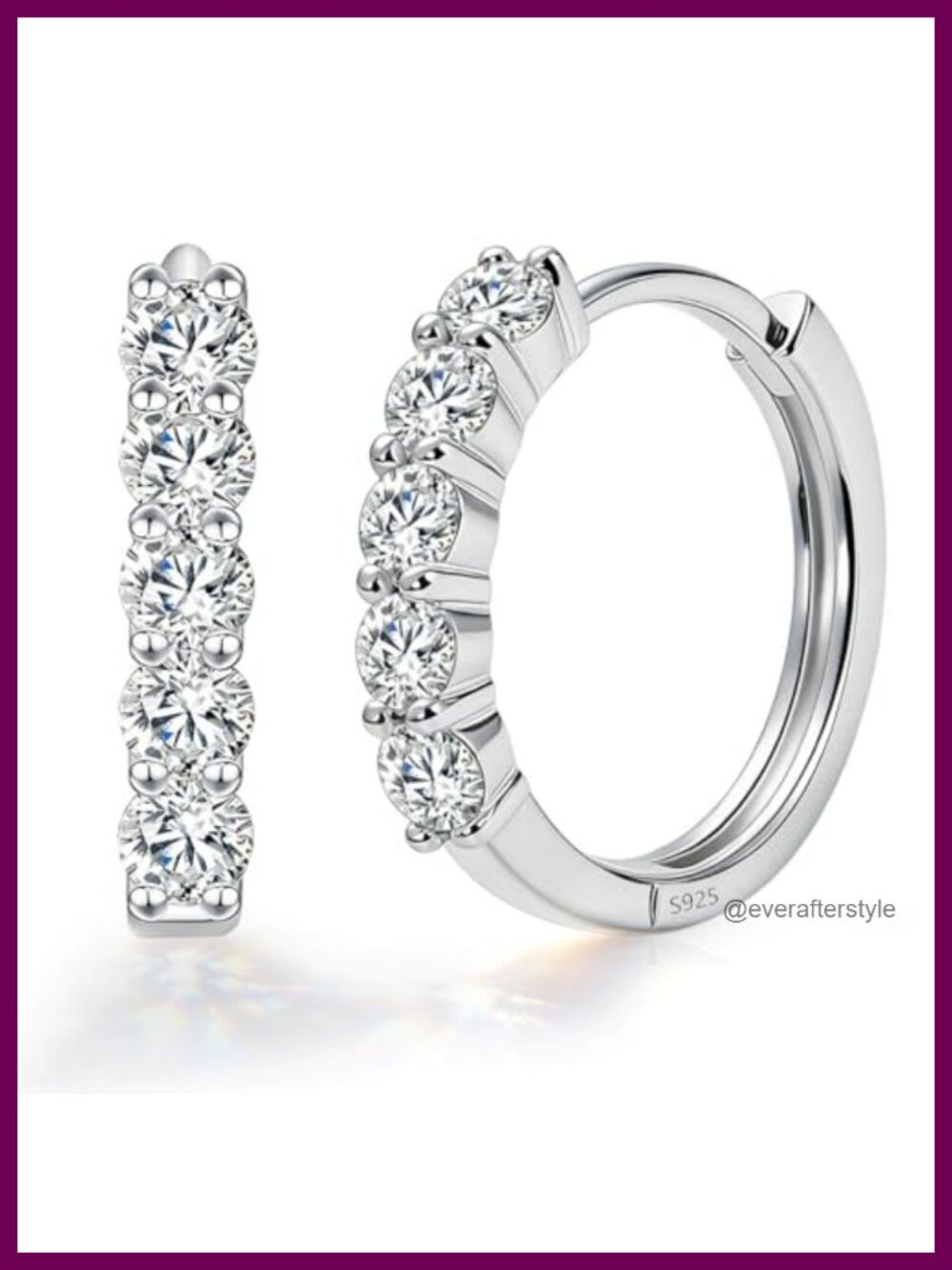 Sterling Silver Moissanite Hoop Earrings Hypoallergenic Huggie Women